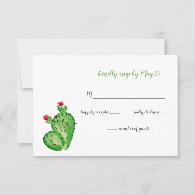 Invitación a la boda rústica de Cacti rsvp (Anverso)