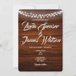 Invitación a la boda rústica de campo de madera y 