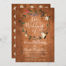 Invitación a la boda rústica de campo floral