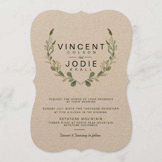 Invitación a la boda rústica de color de agua de l