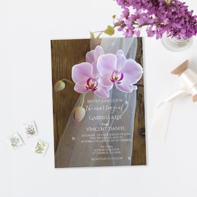 Invitación a la Boda Rustica de Elegancia Orquídea (Subido por el creador)
