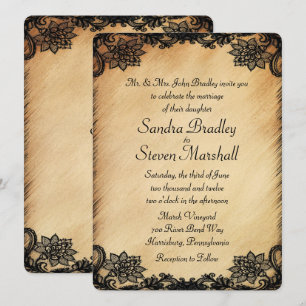 Invitación a la boda rústica de encaje