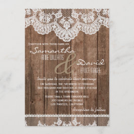 Invitación a la boda rústica de encaje blanco y ma