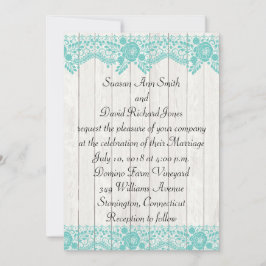 Invitación a la boda rústica de encaje y madera Ve