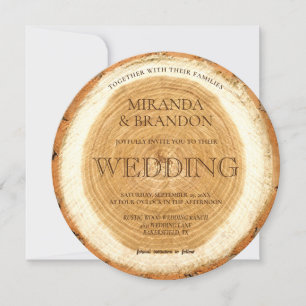 Invitación a la boda rústica de esclavos de madera
