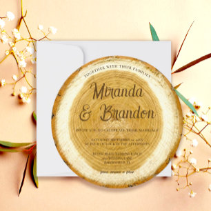 Invitación a la boda rústica de esclavos de madera