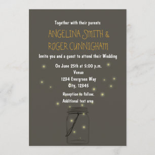 Invitación a la boda rústica de Firefly Mason Jar