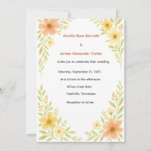 Invitación a la boda rústica de flores silvestres