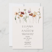 Invitación a la boda rústica de flores silvestres