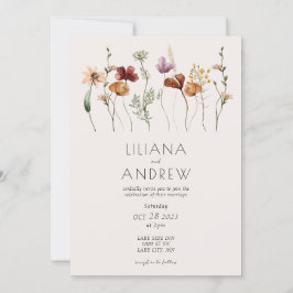 Invitación a la boda rústica de flores silvestres