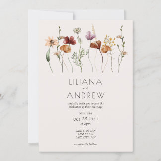 Invitación a la boda rústica de flores silvestres