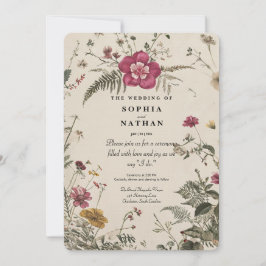 Invitación a la boda rústica de flores silvestres