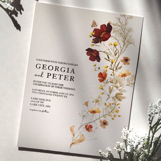 Invitación a la boda rústica de flores silvestres (Subido por el creador)