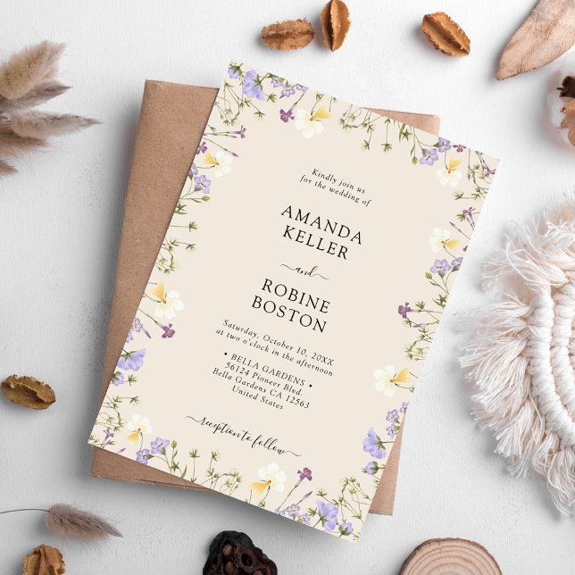 Invitación a la boda rústica de flores silvestres (Subido por el creador)