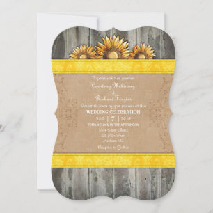 Invitación a la boda Rústica de girasol amarillo m