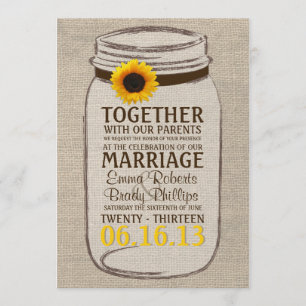 Invitación a la boda rustica de girasol y macarrón