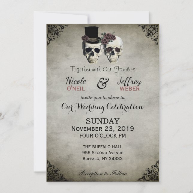 Invitación a la boda rústica de Gótico de la Novia (Anverso)