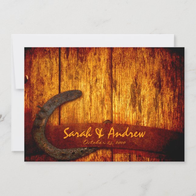 Invitación a la boda rustica de herradura (Anverso)