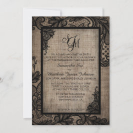 Invitación a la Boda Rústica de la Burlap de la La