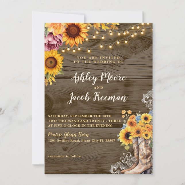 Invitación a la boda rústica de la casa de la made (Anverso)