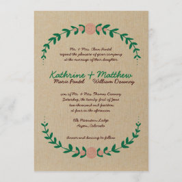 Invitación a la boda rústica de la corona floral