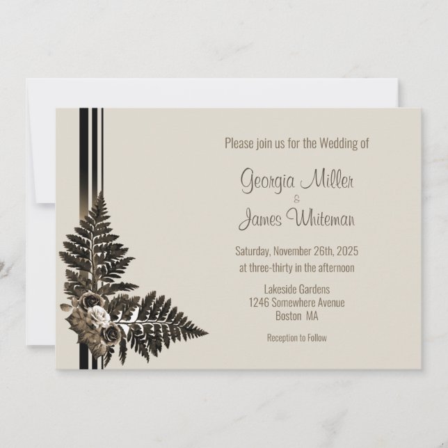 Invitación a la boda rústica de la hoja de hierro (Anverso)