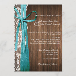 Invitación a la boda rústica de la madera de encaj