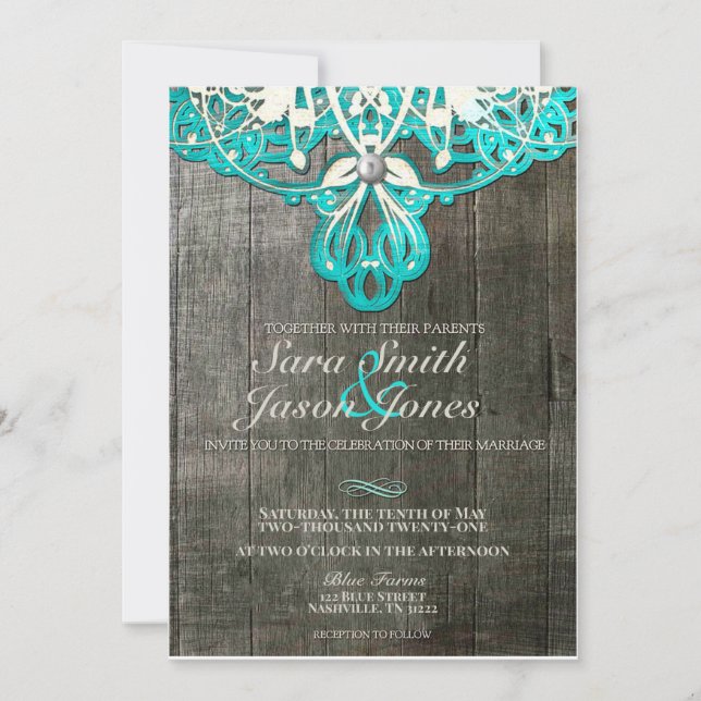 Invitación a la boda rústica de la madera de grane (Anverso)