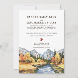 Invitación a la boda rústica de la montaña de otoñ
