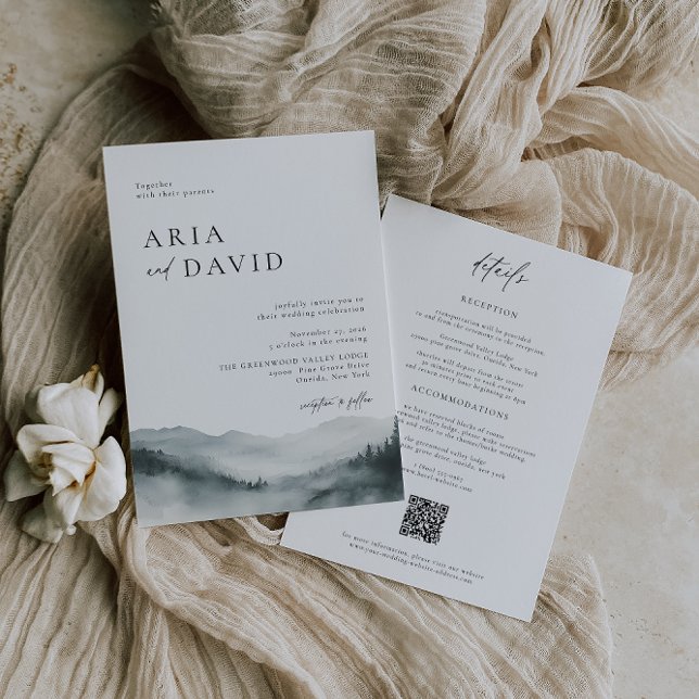 Invitación a la boda rústica de la Montaña Misty (Subido por el creador)