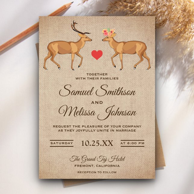 Invitación a la Boda Rústica de la Pareja de Venad (Subido por el creador)