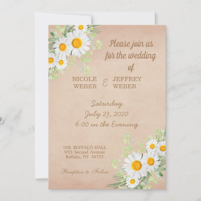 Invitación a la boda rústica de la primavera de la (Anverso)