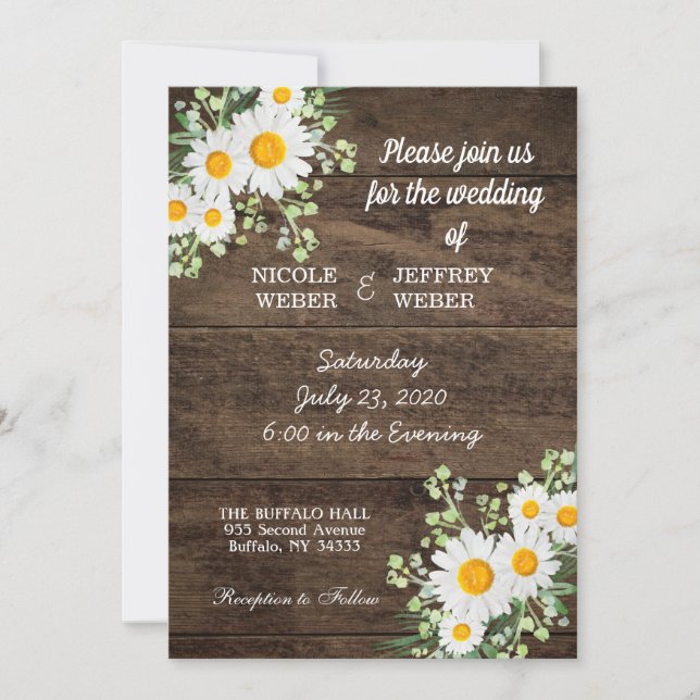 Invitación a la boda rústica de la primavera de la (Anverso)