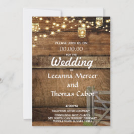 Invitación a la boda rústica de la puerta de la ma