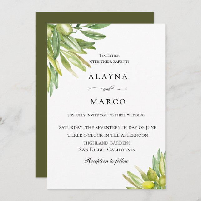 Invitación a la boda rústica de la Toscana (Anverso / Reverso)