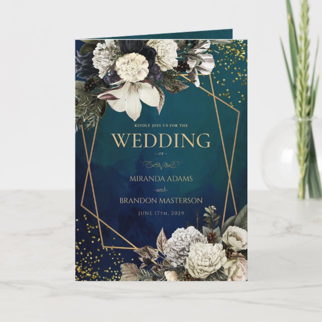 Invitación a la boda rústica de la vegetación flor (Anverso)