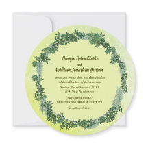 Invitación a la boda rústica de la vegetación verd