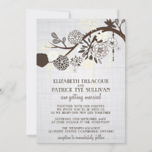 Invitación a la boda rústica de las flores de taup