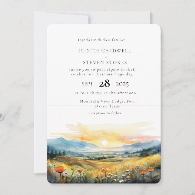 Invitación a la boda rústica de los bosques de mon (Anverso)