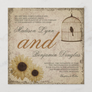 Invitación a la boda rústica de los girasoles de l