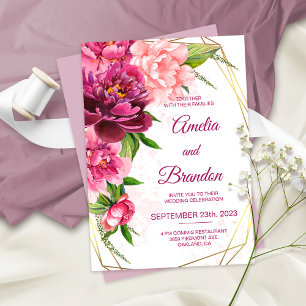 Invitación a la boda rústica de los pueblos rosado