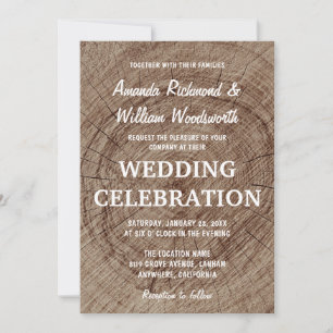 Invitación a la boda rústica de madera de árbol vi