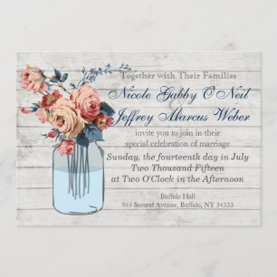 Invitación a la boda rustica de mason floral