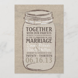 Invitación a la boda rústica de Mason Jar - Beige