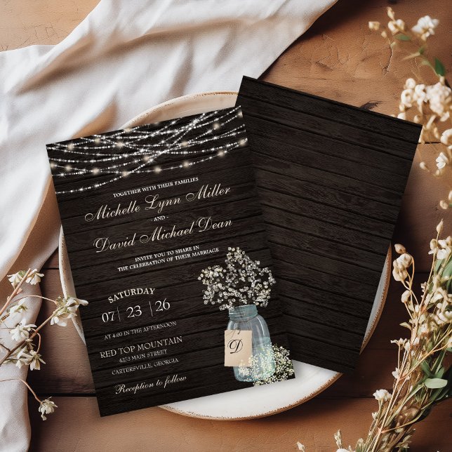 Invitación a la boda rústica de Mason Jar por el a (Subido por el creador)