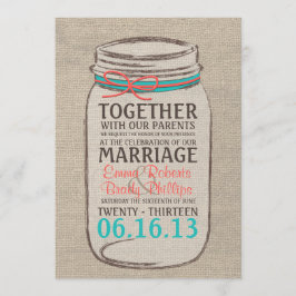 Invitación a la boda rústica de Mason Jar - Verde