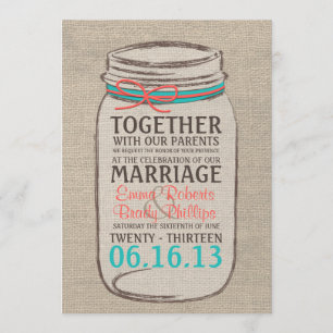 Invitación a la boda rústica de Mason Jar - Verde 