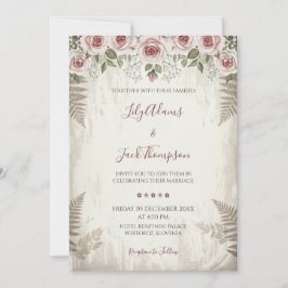 Invitación a la boda rústica de Rosas de Rubor