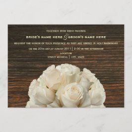 Invitación a la boda rústica de Rosas y Barnwood