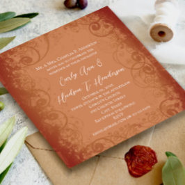 Invitación a la boda rústica de Swirl Terracotta C